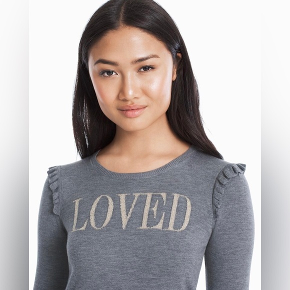 WHBM Ruffle Shoulder Loved Sweater Sz. Lg. ✨💖✨ - Picture 3 of 3